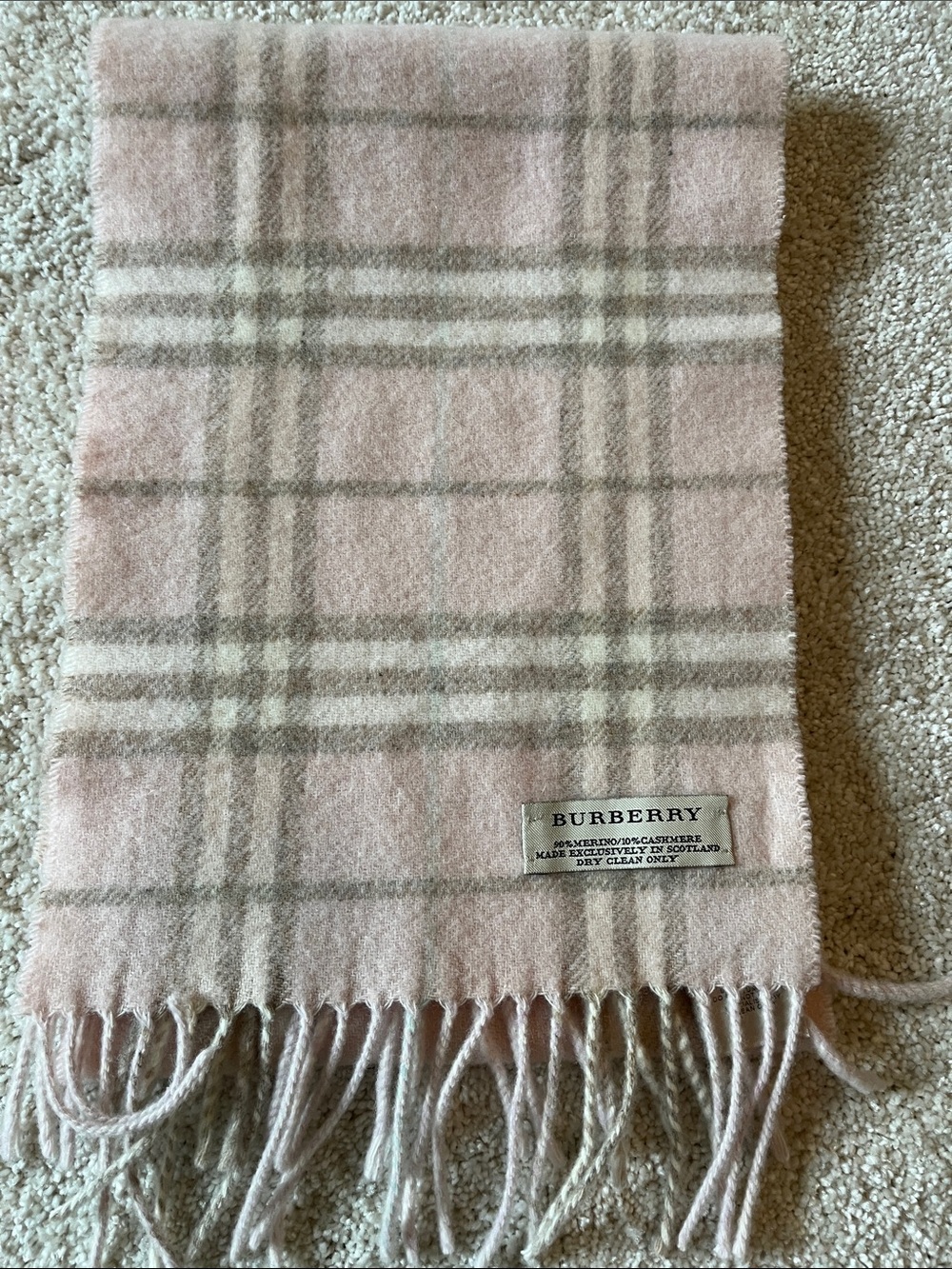 Burberry Light Pink & Cream Check  Scarf